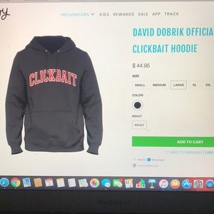 BRAND NEW David dobrik hoodie